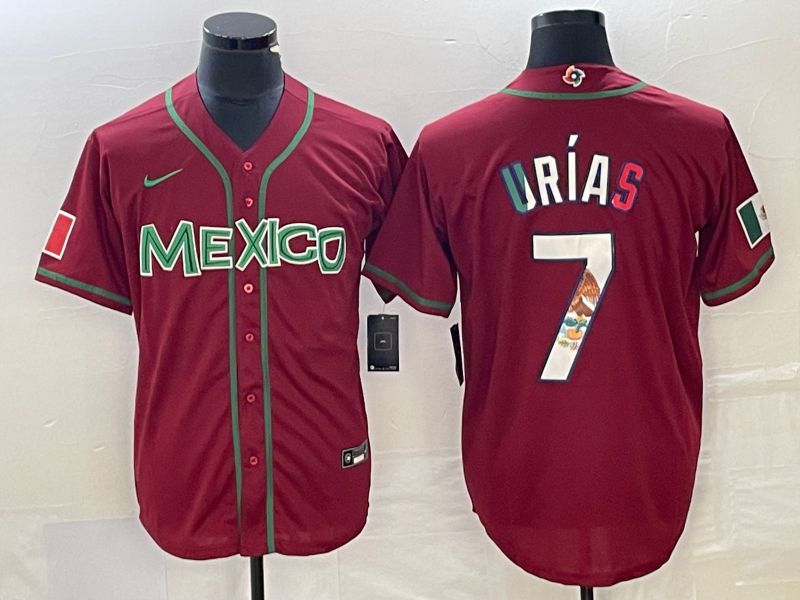 Men 2023 World Cub Mexico #7 Urias Red camo Nike MLB Jersey12->more jerseys->MLB Jersey